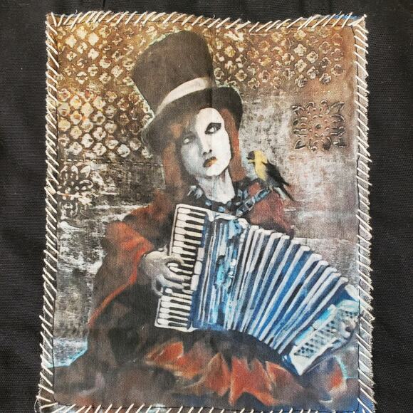 Restyled Handsewn One of a Kind Denim Jacket .Wearable‎ Art .Sz L - Picture 5 of 9